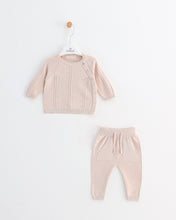 Cargar imagen en el visor de la galería, 8352-9W Conjunto Pantalón Punto Niño Beige
