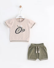 Load image into Gallery viewer, 8481 Boys Beige with Kaki Knitted Short Set (pack of 4)
