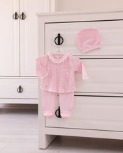 Cargar imagen en el visor de la galería, 10816-W Girls White with Pink 2 Pieces Knitted Set (Pack of 4)