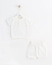 Cargar imagen en el visor de la galería, 8463 Boys White Knitted Short Set