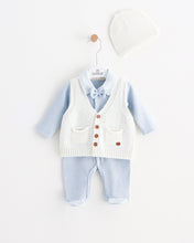 Charger l'image dans la galerie, 12711 White & Beige Newborn Babygrow with Waistcoat 3 pcs (Pack 4)
