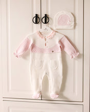 Load image into Gallery viewer, 10725-White with Pink Knitted & Cotton Babygrow (Pack4)