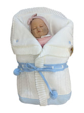 Cargar imagen en el visor de la galería, 2985  White with Pale Blue Pompom Sleeping Bag