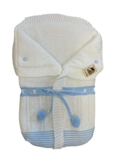 Cargar imagen en el visor de la galería, 2985  White with Pale Blue Pompom Sleeping Bag
