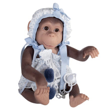Load image into Gallery viewer, 36305 Chipi SILICON Monkey Blue Pompom Romper