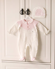 Load image into Gallery viewer, 10725-White with Pink Knitted & Cotton Babygrow (Pack4)
