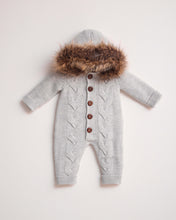 Charger l&#39;image dans la galerie, 9413-I Ivory Fleeced Merino Wool Knitted Snowsuit
