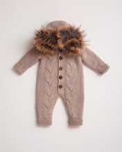 Load image into Gallery viewer, 9413-I Ivory Fleeced Merino Wool Knitted Snowsuit
