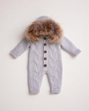 Load image into Gallery viewer, 9413-I Ivory Fleeced Merino Wool Knitted Snowsuit
