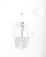 Load image into Gallery viewer, 12708 Beige &amp; White Newborn Babygrow with Cardigan 2 pcs (Pack of 4)
