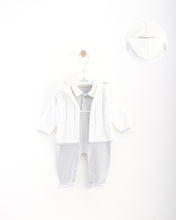 Charger l&#39;image dans la galerie, 12708 Grey &amp; White Newborn Babygrow with Cardigan 2 pcs (Pack of 4)
