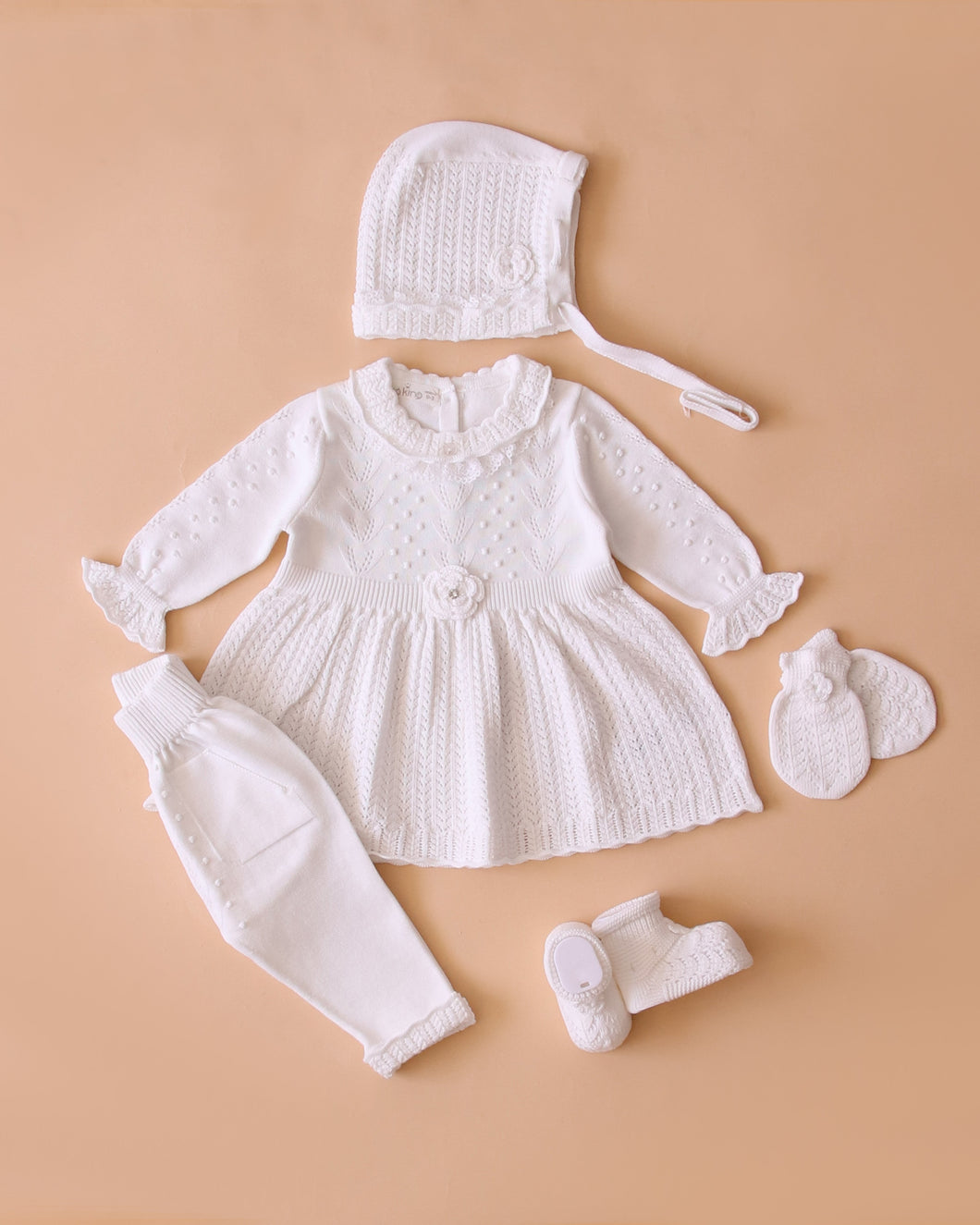 3056-W Newborn White Baby Girls Gift Set 6 Piece
