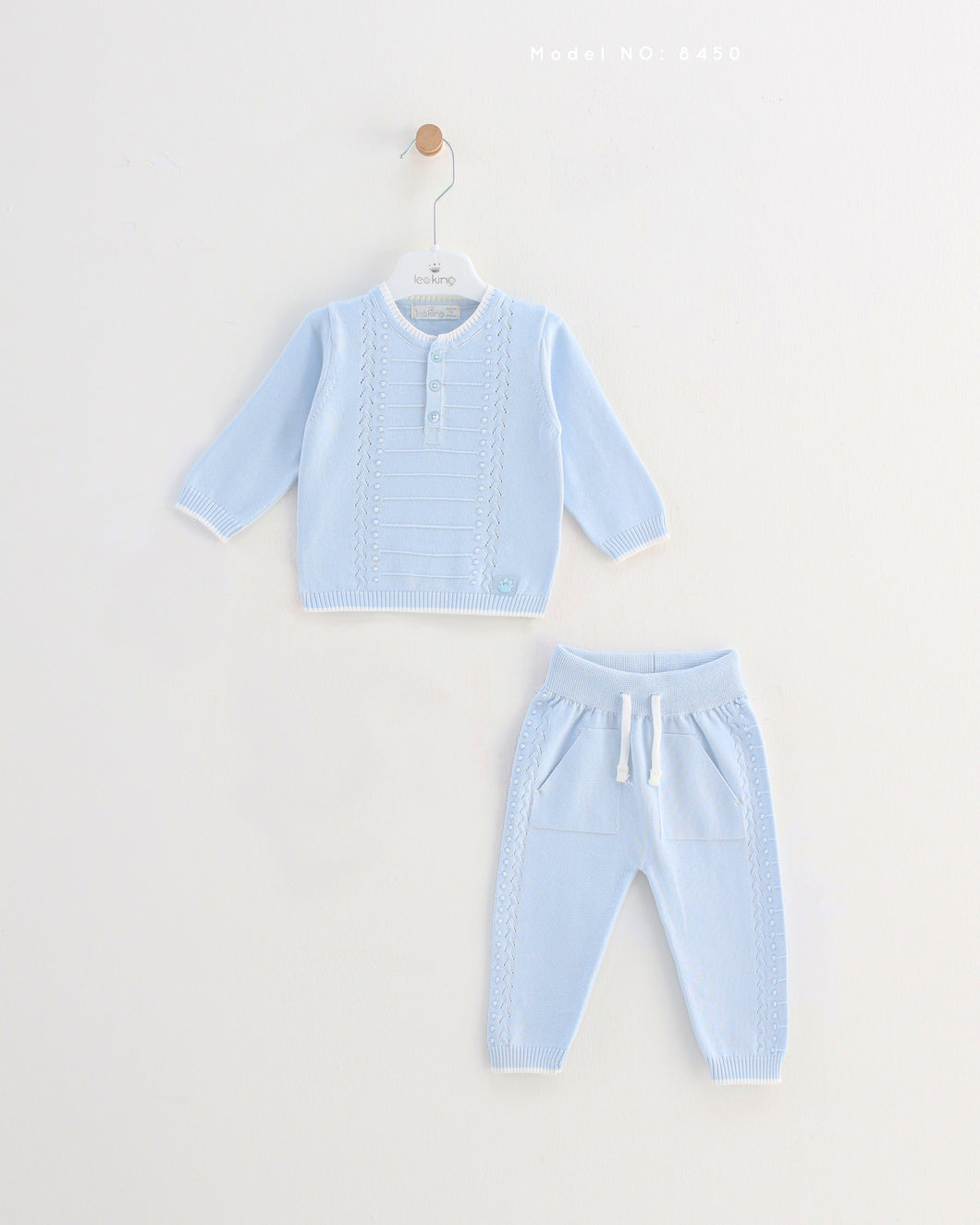 8450- B Baby Blue with whte trim Trousers Set (Pack 4)