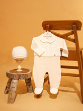 Load image into Gallery viewer, 10715 Ivory Knitted with Cotton Babygrow with Hat (Pack 4)
