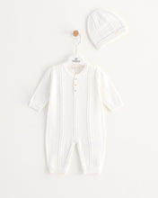 Load image into Gallery viewer, 7383- Beige Baby Boy Romper Suit with Hat (Pack 4)
