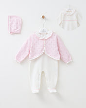 Cargar imagen en el visor de la galería, 12707-P Girls Newborn Babygrow with Cardigan (Pack 4)
