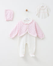 Cargar imagen en el visor de la galería, 12707-L Girls Newborn Babygrow with Cardigan (Pack 4)
