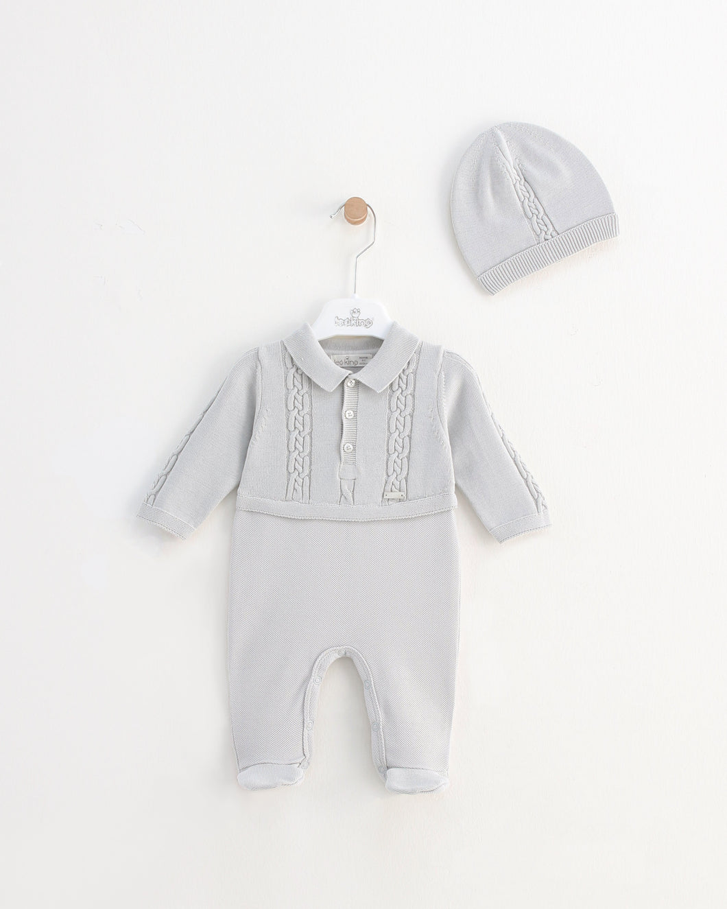 10729-G Baby Boy Grey  Knitted & Cotton Babygrow (Pack4)