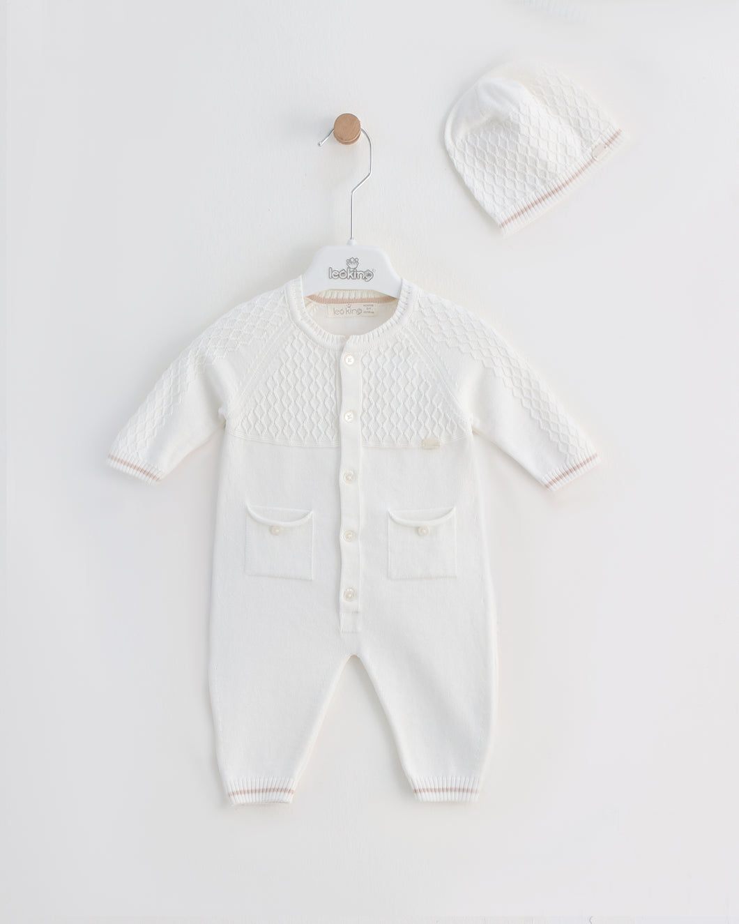 7390 Baby Boy White  Knitted Romper (Pack4)