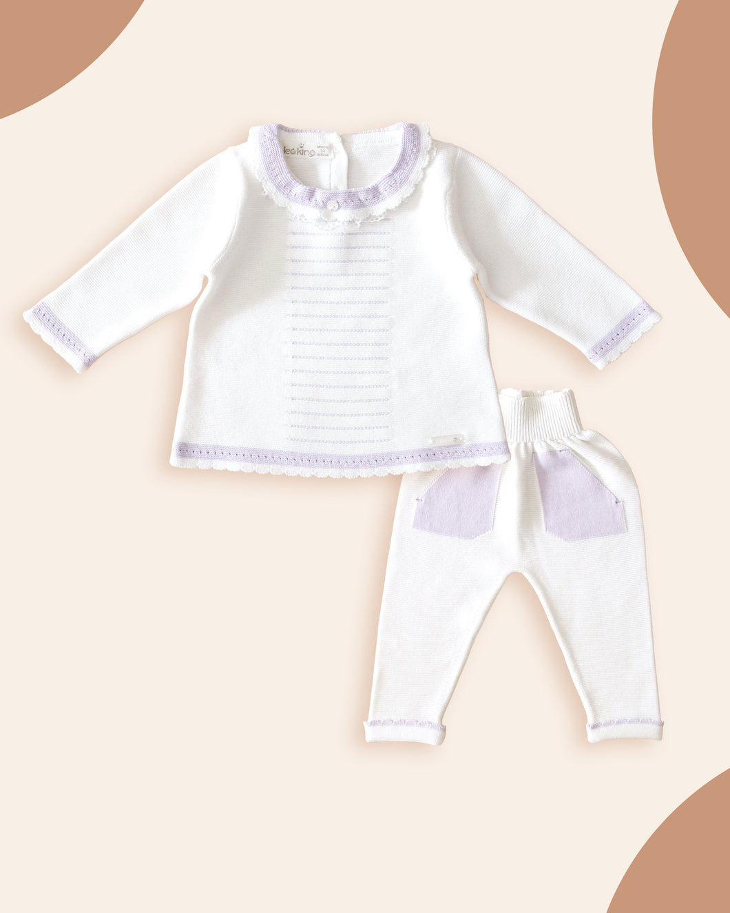 8429-L Girls Lilac Knitted Trousers Set