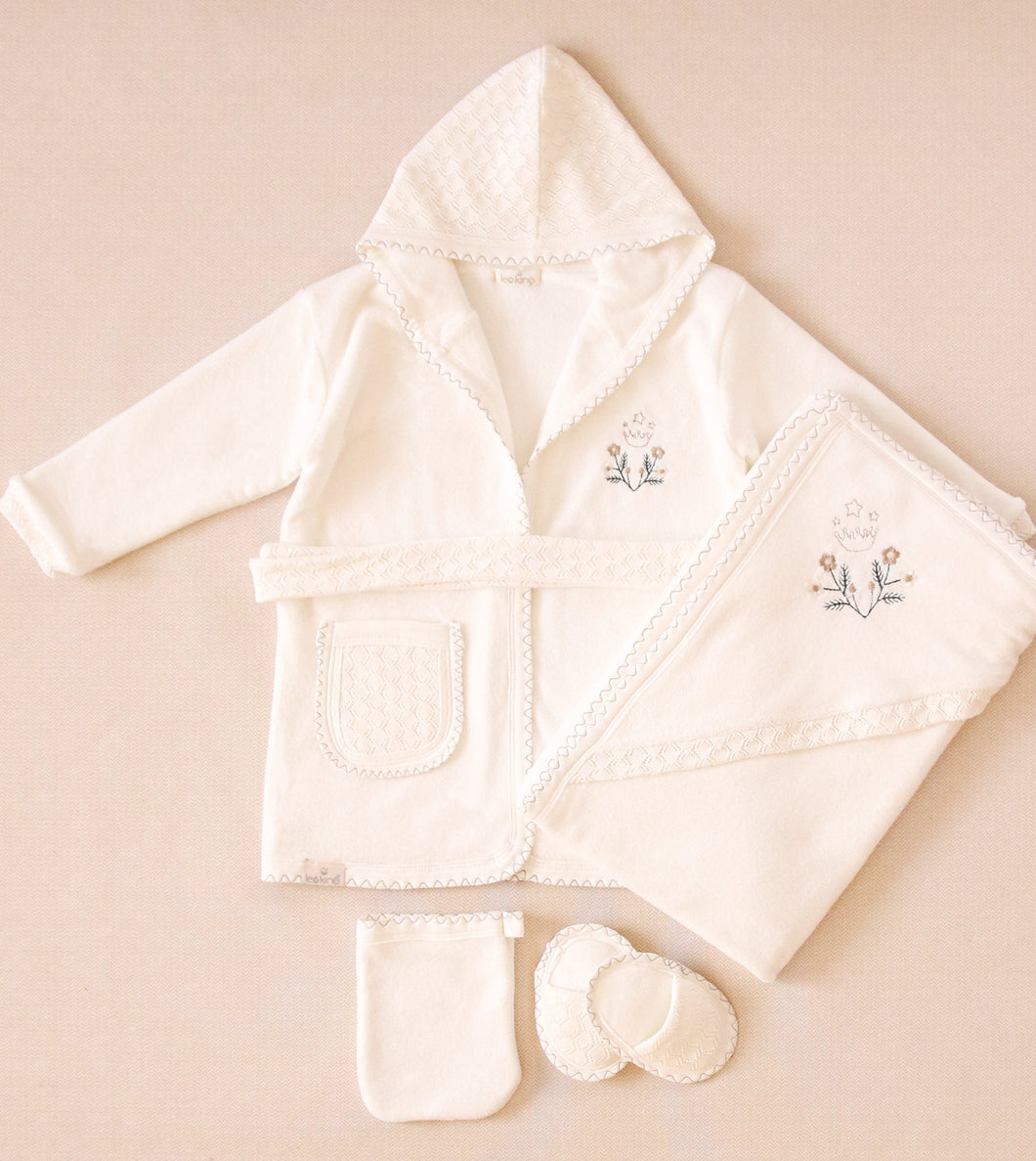 12802-W. White  Bathrobes for Newborn (Gift Set)