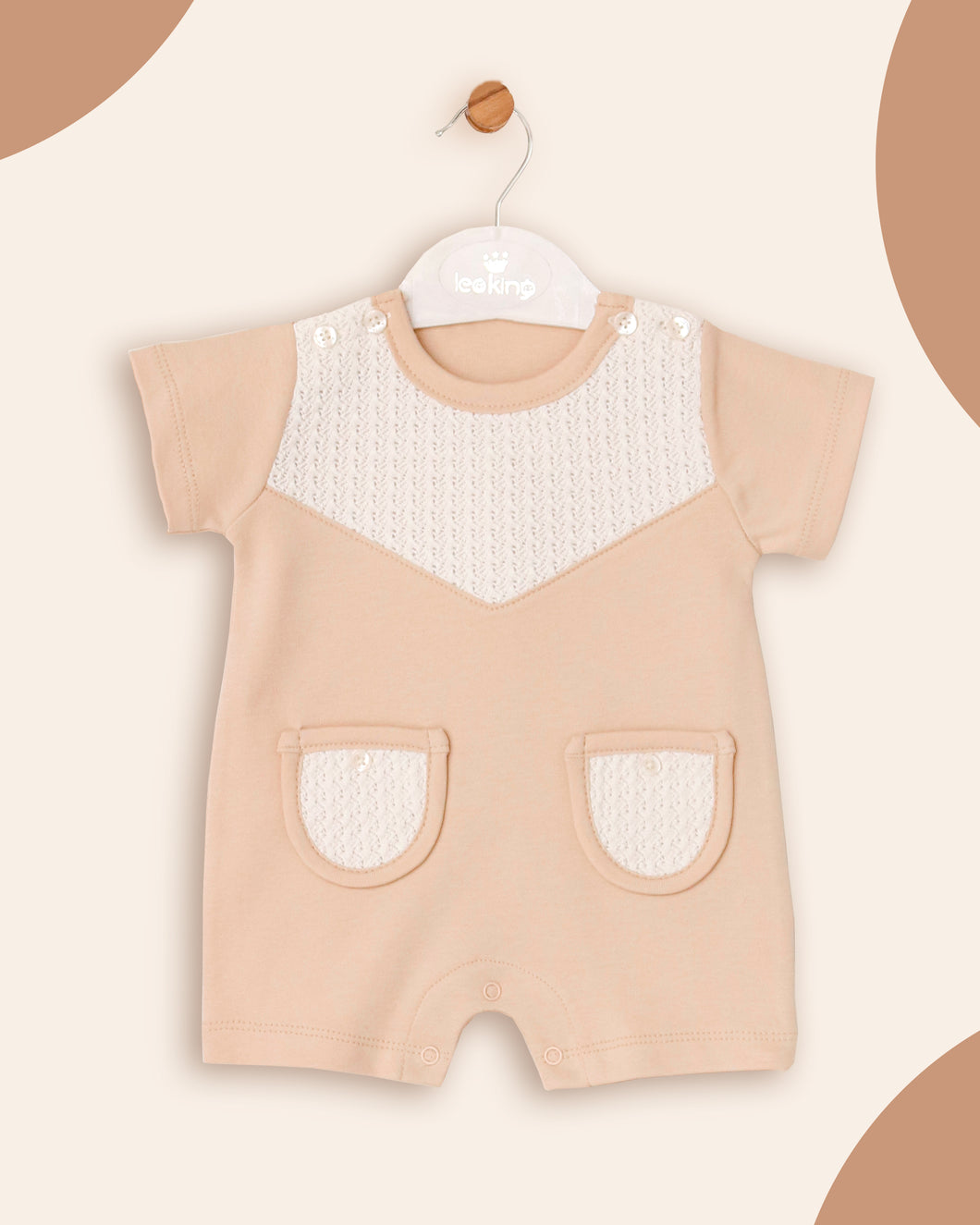 12603-B Boys Beige Romper (Pack of 4)