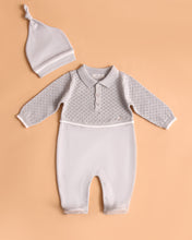 Load image into Gallery viewer, 10701 Grey Knitted with Cotton Babygrow with Hat (Pack 4)
