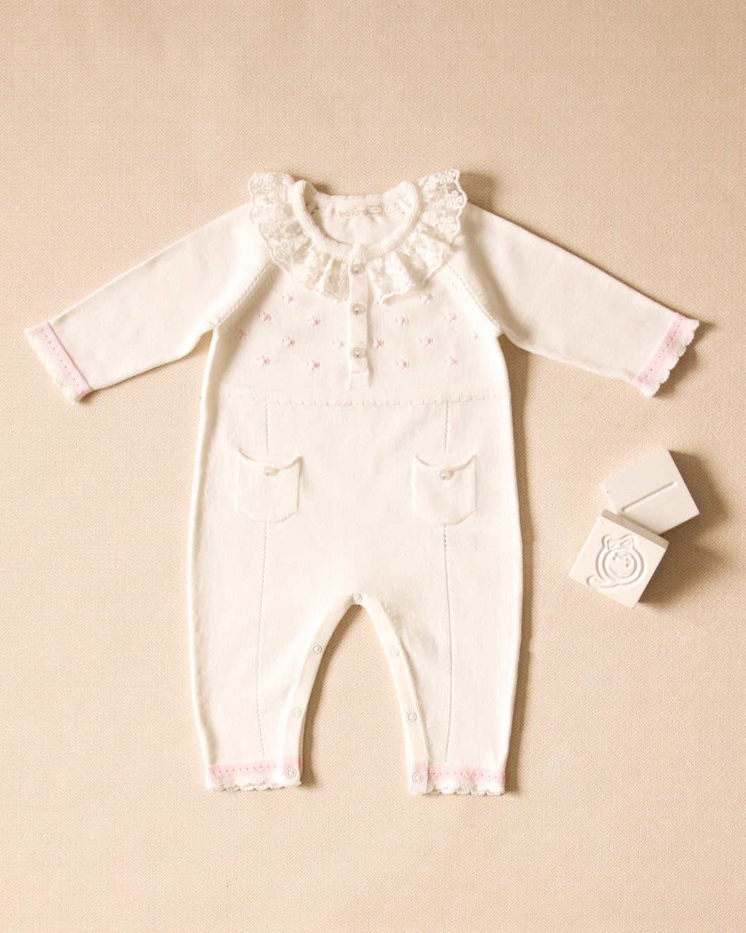 7366-W  White Knitted Romper (Pack4)