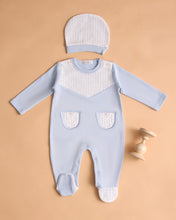 Load image into Gallery viewer, 12703  Boys Baby Blue with White Babygrow (Pack 4)
