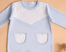 Load image into Gallery viewer, 12703  Boys Baby Blue with White Babygrow (Pack 4)
