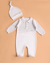 Load image into Gallery viewer, 10701 Grey Knitted with Cotton Babygrow with Hat (Pack 4)
