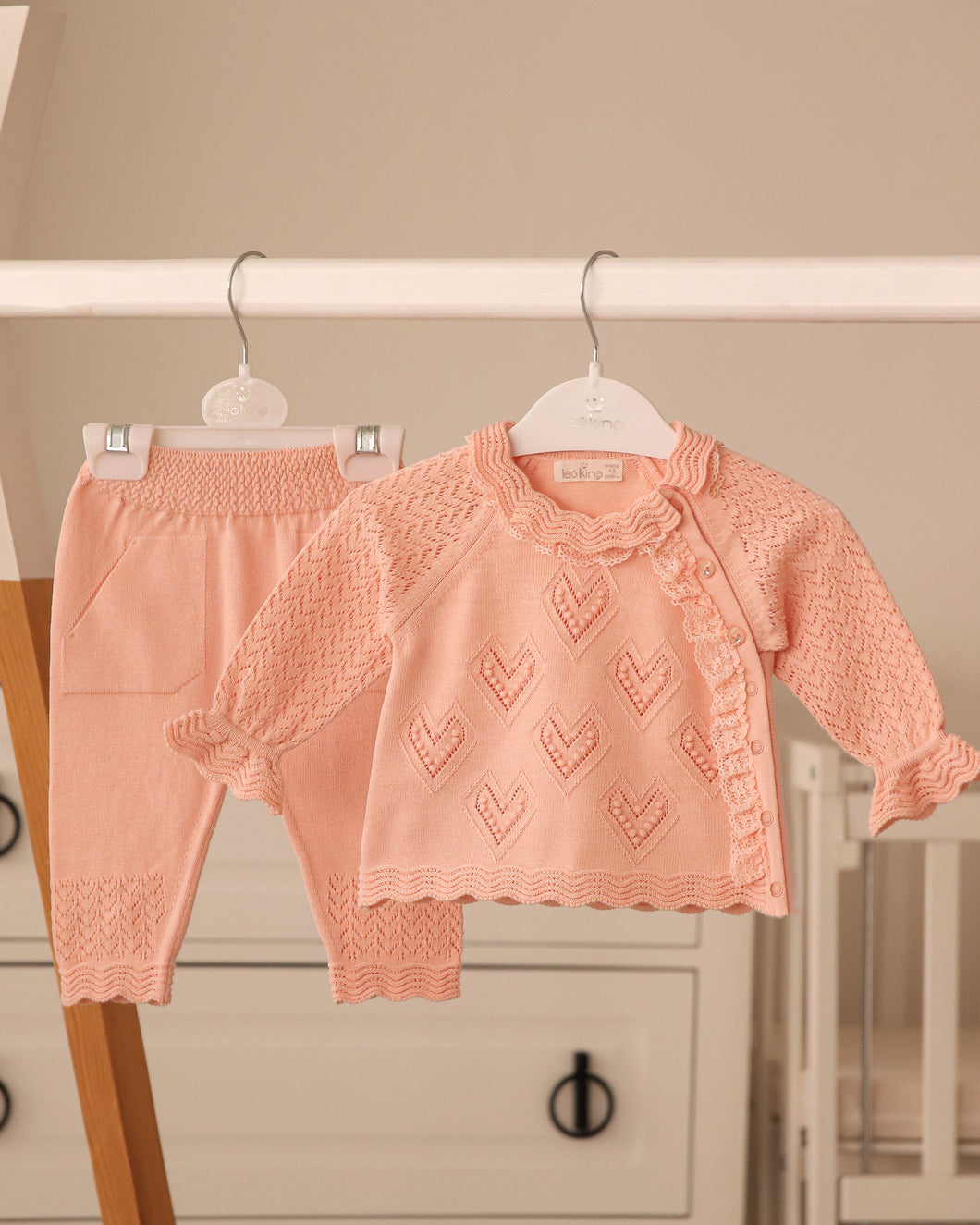 8403-PC Girls Peach 2 Pieces Knitted Set