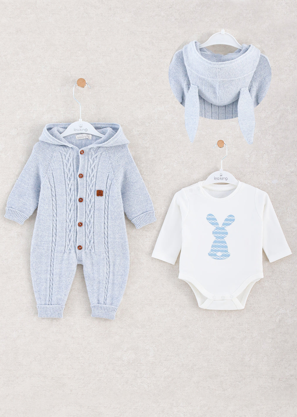 9328  Blue Knitted Jumpsuit 2 pieces Romper Set (Pack of 4)