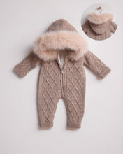 Load image into Gallery viewer, 9414-I  Ivory Fleeced Merino Wool Knitted Snowsuit
