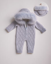 Load image into Gallery viewer, 9414-I  Ivory Fleeced Merino Wool Knitted Snowsuit
