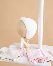 Load image into Gallery viewer, 1327 White Baby Girl Hat And Booties

