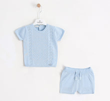 Load image into Gallery viewer, 8485 Boys Blue Knitted Short Set (pack of 4)
