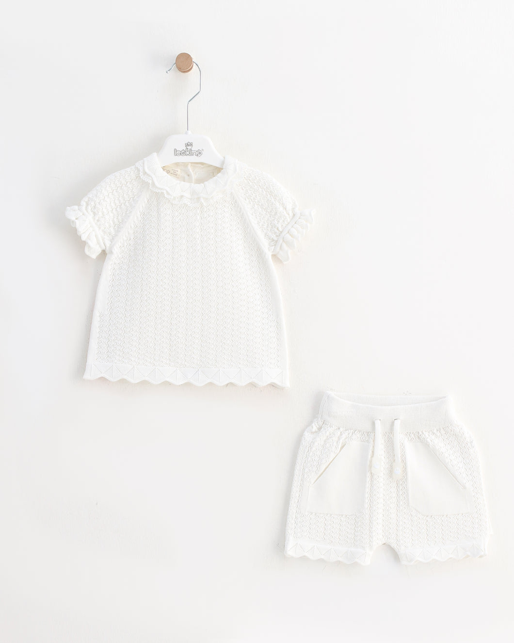 8473 Baby Girls White Short Set (Pack of 4)