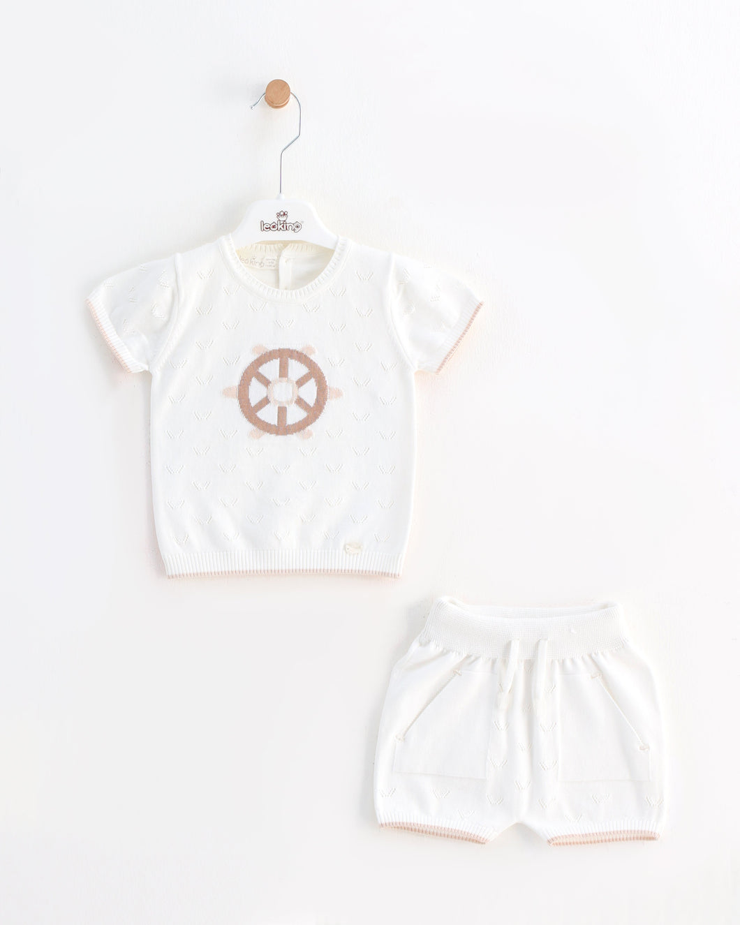 8467 Boys White Knitted Short Set (pack of 4)