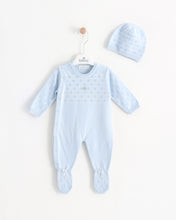 Load image into Gallery viewer, 7399 Baby Blue Knitted Babygrow (Pack4)
