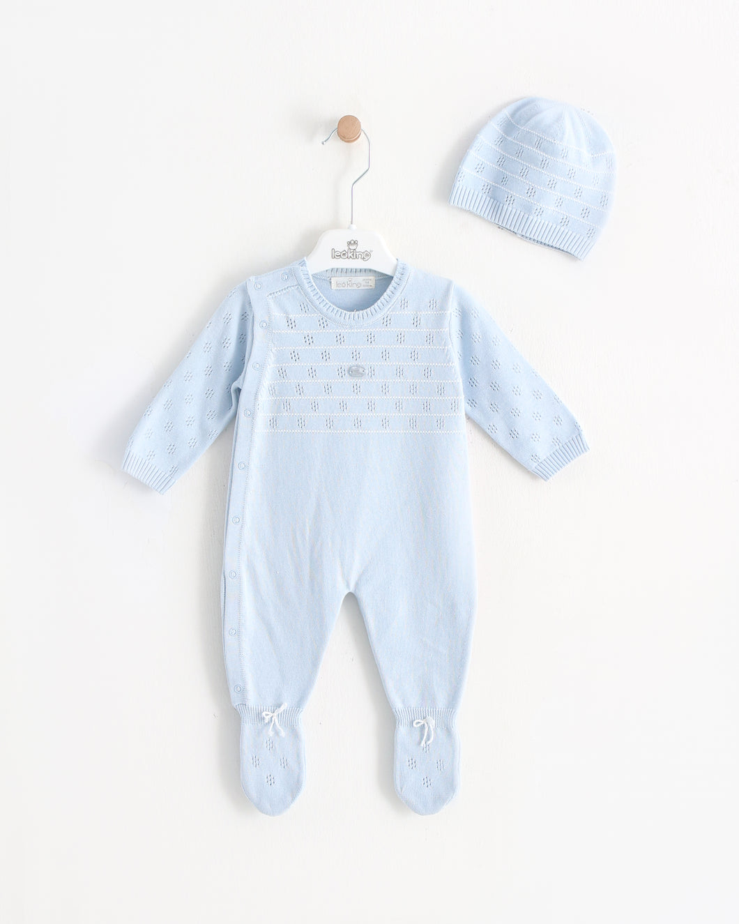 7399 Baby Blue Knitted Babygrow (Pack4)
