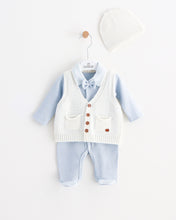 Load image into Gallery viewer, 12711 Grey &amp; White Newborn Babygrow with Waistcoat 3 pcs (Pack of 4)
