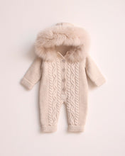 Charger l&#39;image dans la galerie, 9415-I Ivory Fleeced Merino Wool Knitted Snowsuit
