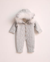 Charger l&#39;image dans la galerie, 9415-I Ivory Fleeced Merino Wool Knitted Snowsuit
