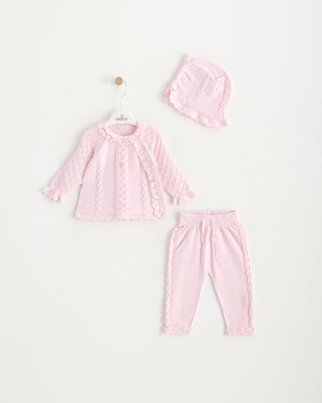 8476 Girls Pink 2 Pieces Knitted Set (Pack 4)