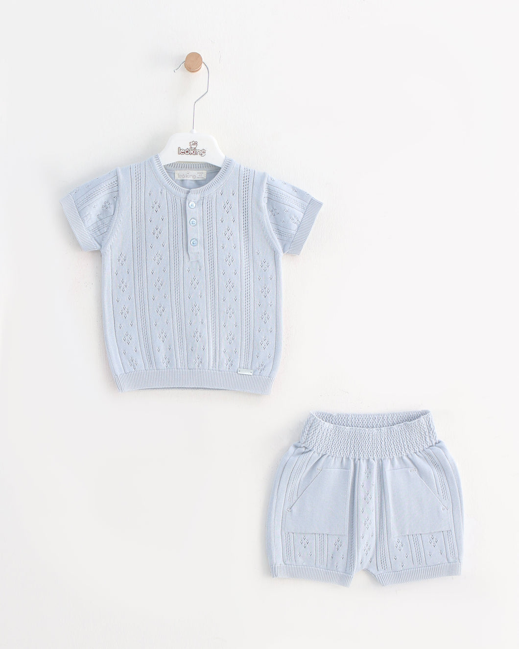 8463 Boys Blue Knitted Short Set (pack of 4)