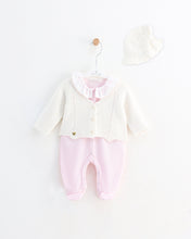 Cargar imagen en el visor de la galería, 10721-BW  Beige with White Cardigan Knitted &amp; Cotton Babygrow (Pack4)
