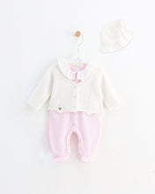 Load image into Gallery viewer, 10721-LW  Lilac with White Cardigan Knitted &amp; Cotton Babygrow (Pack4)
