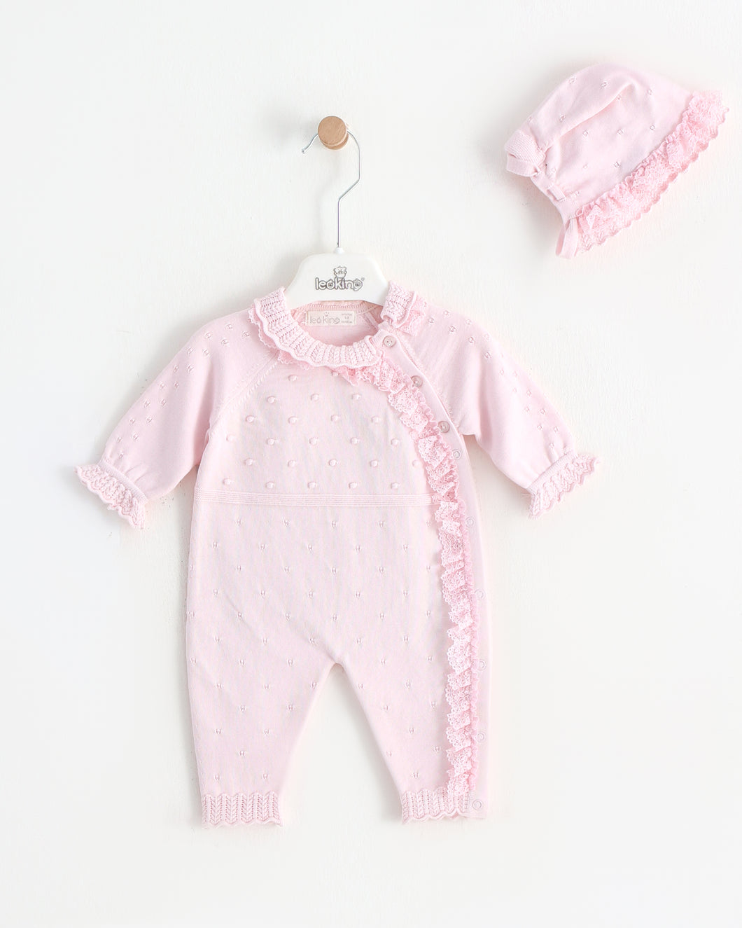 7389 Girls Pink Knitted Romper