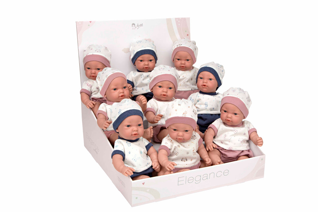 60696. Indy weighted dolls (9 units) in display case (Weighted Baby)